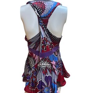 ✨ Roberto Cavalli Silk Floral V-Neck Peplum Blouse Mint Condition Sz 46